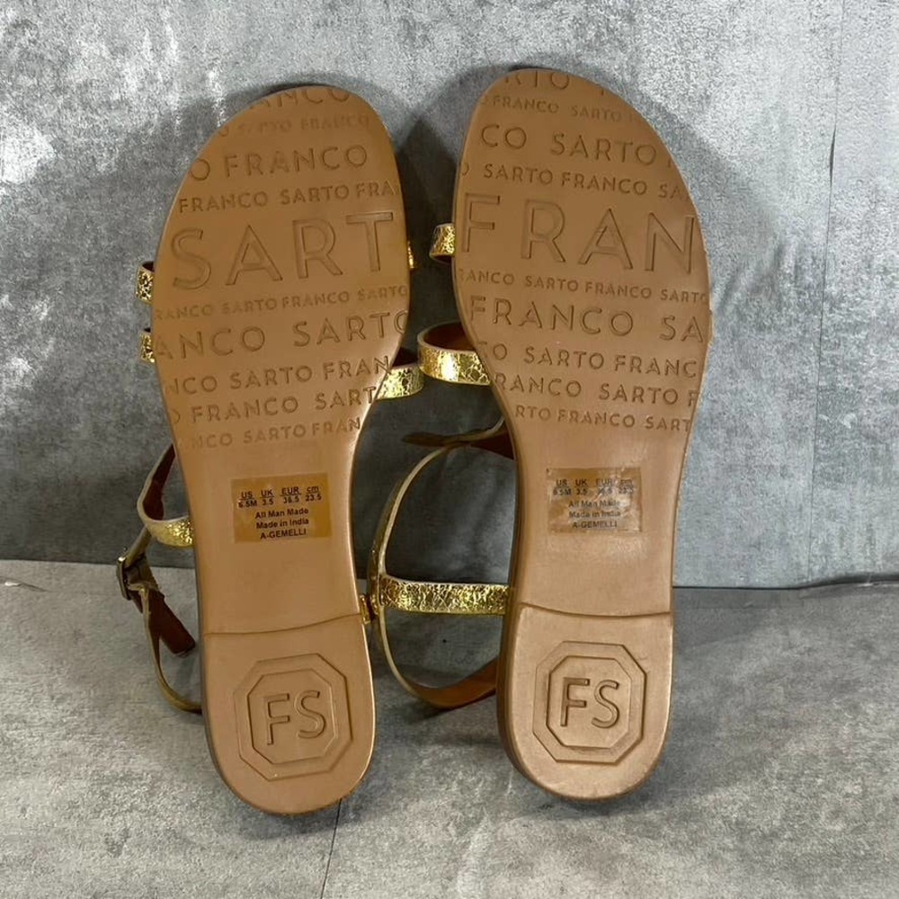 Sarto By Franco Sarto Women's Gold Gemelli Round-Toe Strappy Flat Sandals SZ 6.5 - Picture 8 of 11